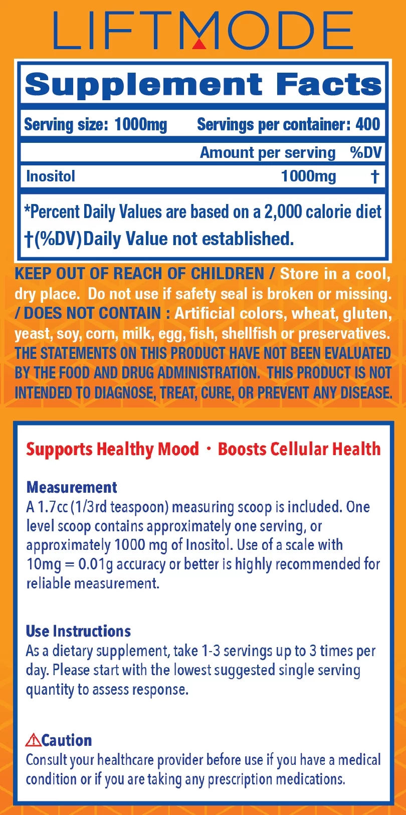 Inositol 400 Grams 14.11 Oz X28238