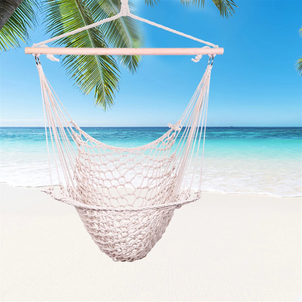 Beige Hanging Rope Air/Sky Chair Swing X58780