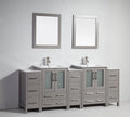 84 in. Grey Double Sink Ceramic Vanity Cabinet with Mirror K8129