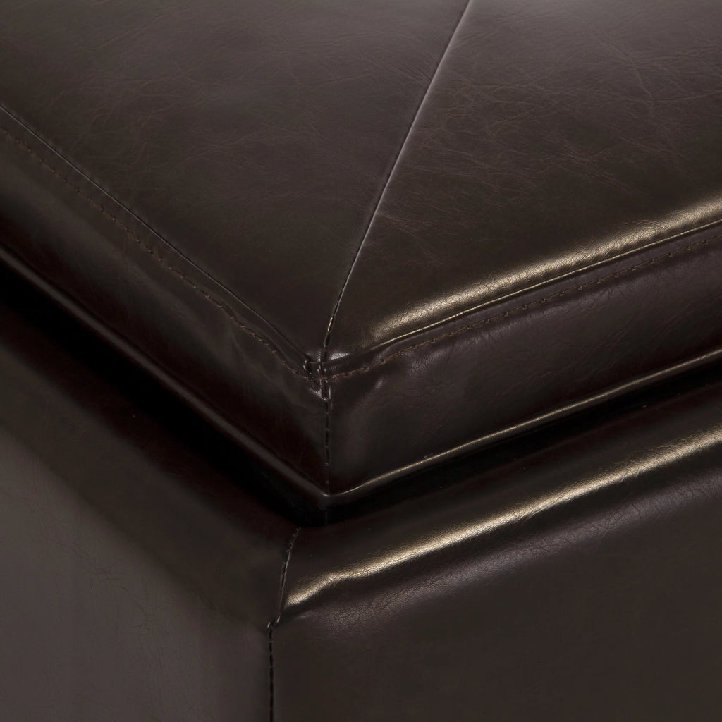 Brown Faux Leather Storage Ottoman W5469