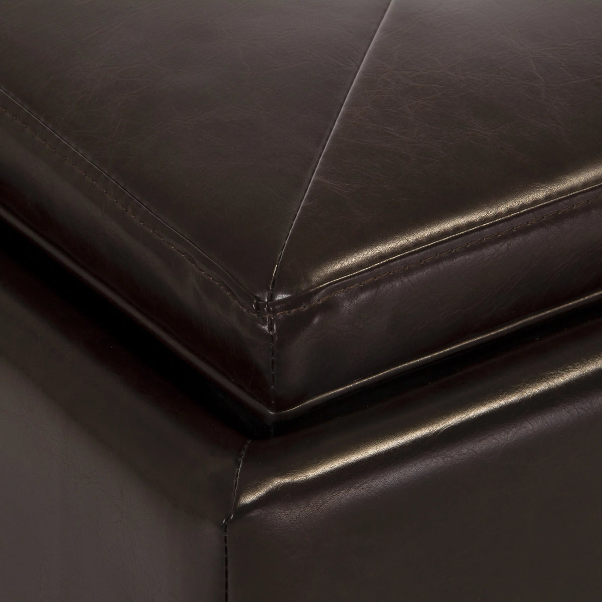 Brown Faux Leather Storage Ottoman W5469