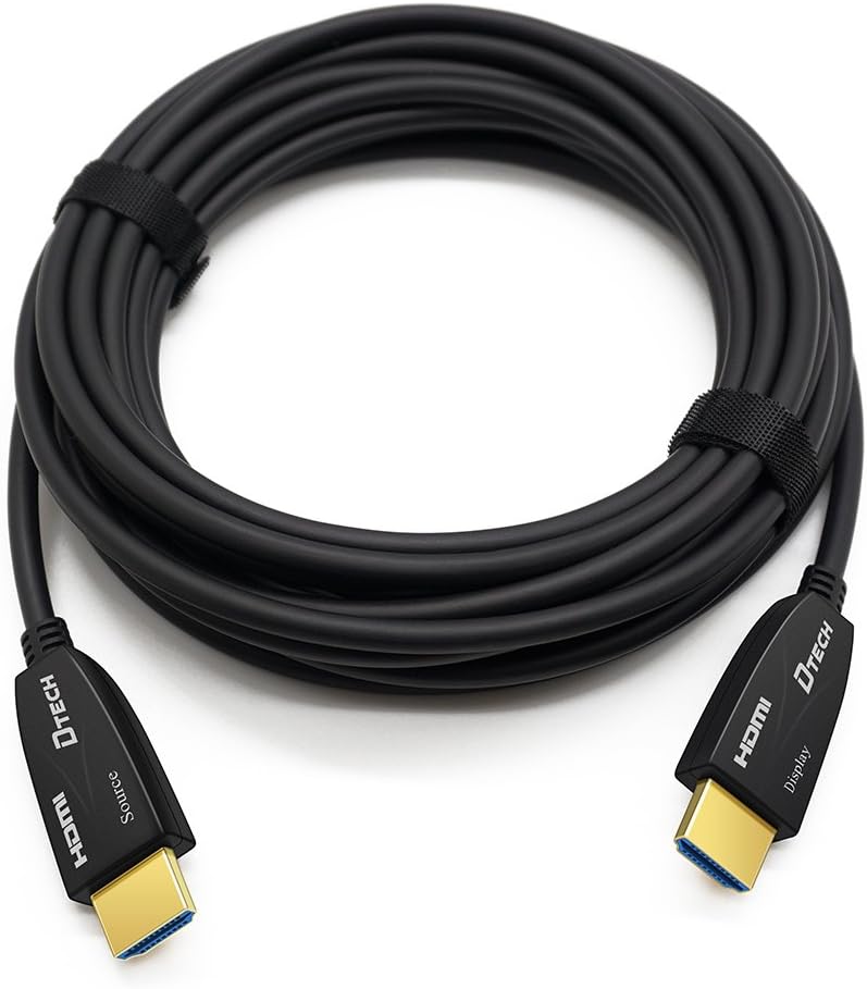 25 Feet Fiber Optic HDMI Cable 4K 60Hz 18Gbps HDR in-Wall Rated Black Pack of 2 S7035