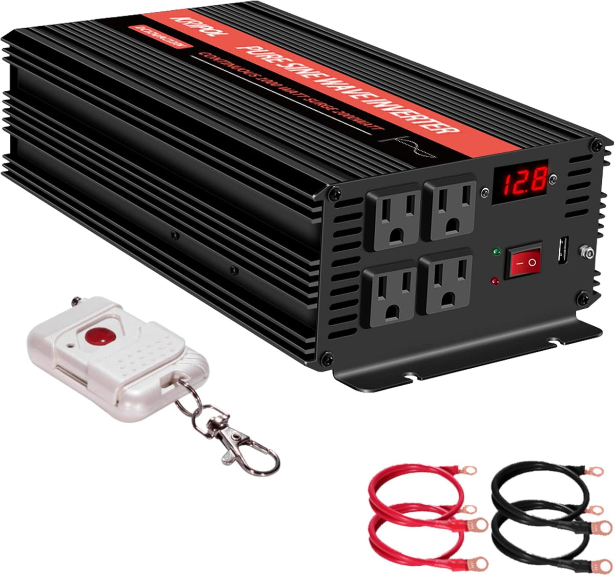 2000 Watt 12V DC to 110v/120v AC Power Inverter with 4 AC Outlets and USB Output Y968791