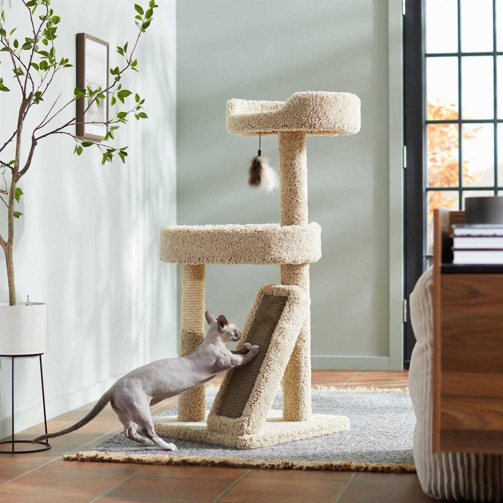 44-in Real Carpet Cat Tree with Replaceable Corrugate Scratcher F757916