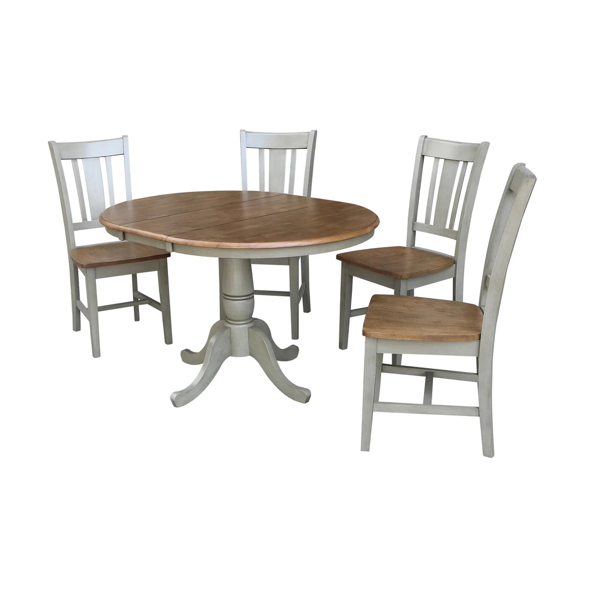 36" Round Wood Extension Dining Table With 4 Chairs X89826