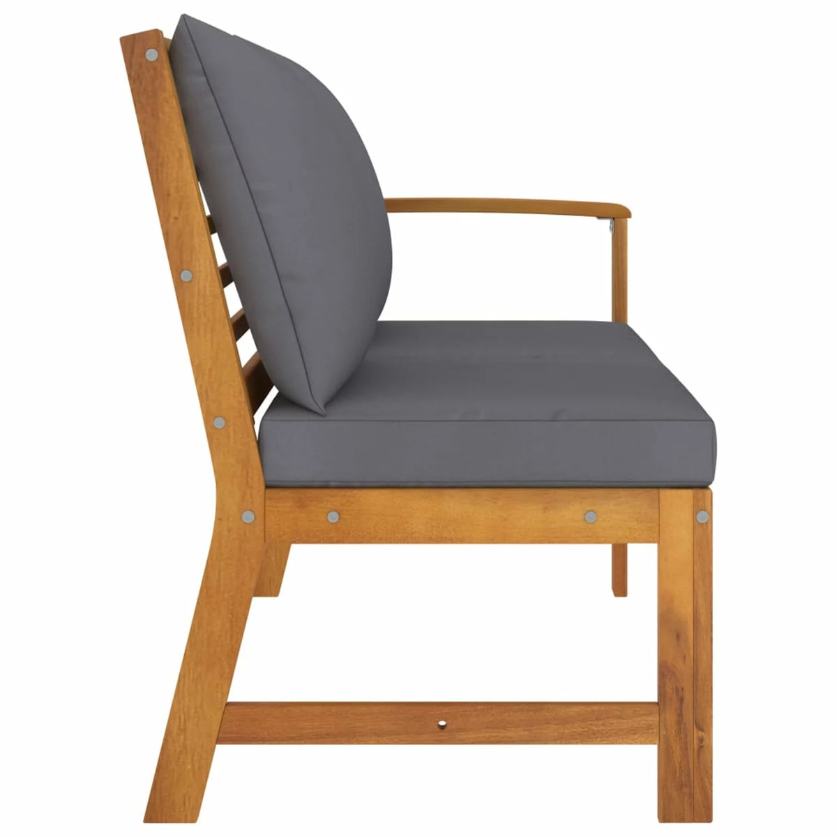 Dark Gray Cushion Solid Acacia Wood Garden Bench I855