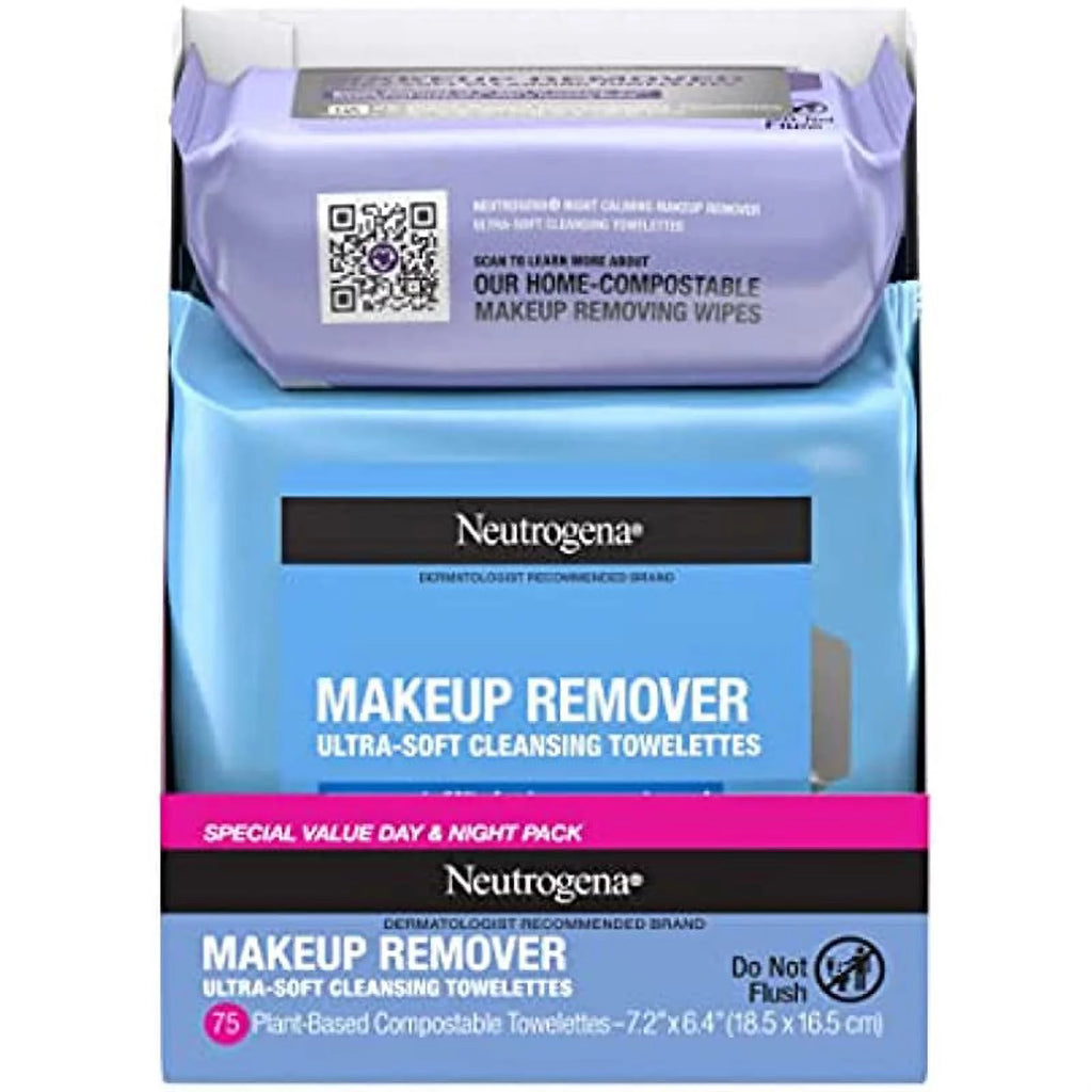 Day & Night Makeup Remover Face Cleansing Towelettes, 3 Packs of 25 ct D772950
