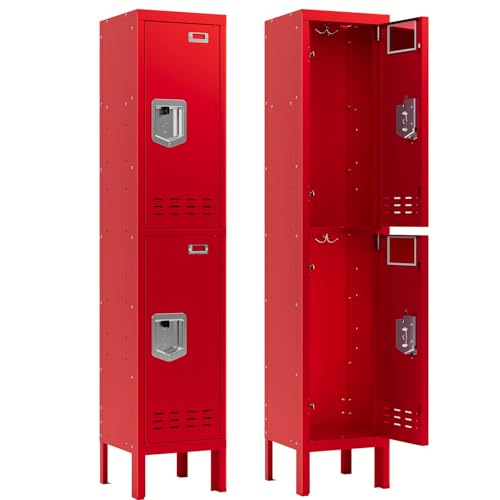 Metal Locker with 5 Doors, 66'' Steel Storage Cabinet with Hooks, Card Slots N3975