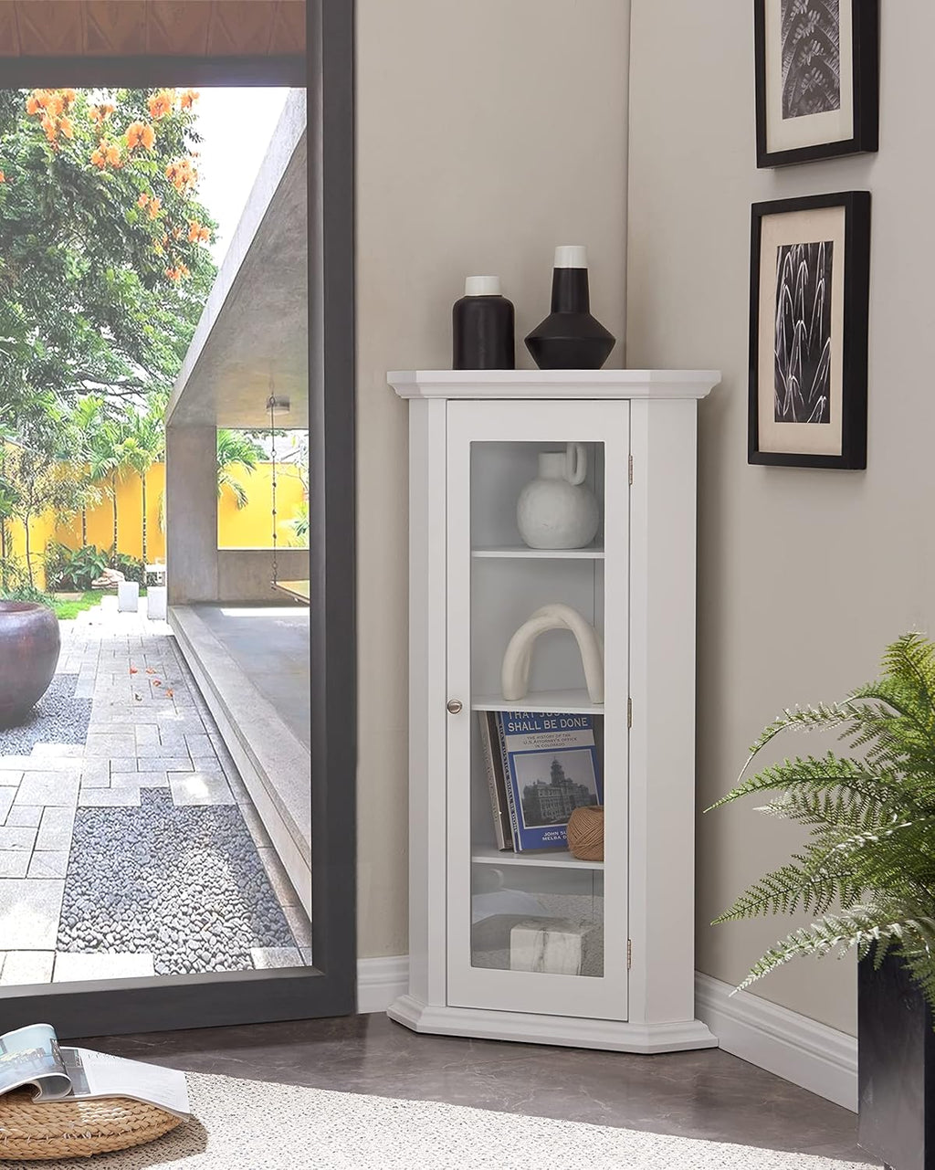 Corner Curio Storage Cabinet with Glass Door P36146