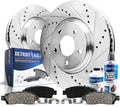 Front Drilled & Slotted Brake Kit Rotors & Ceramic Pads with Hardware & Cleaner for Ford Escape O4892