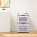 White 2 Flip Drawers Shoe Cabinet C97092