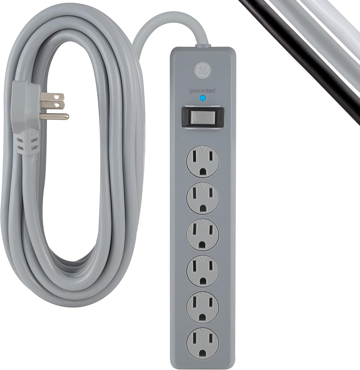 6-Outlet Surge Protector 2 Pack 20 Ft Extension Cord White J5091