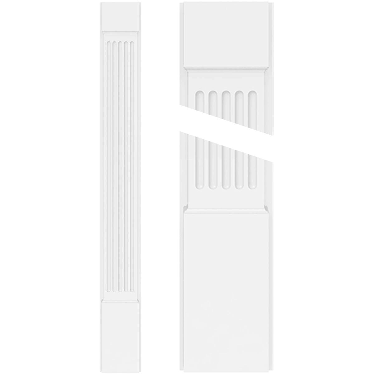 Fluted PVC Pilaster with Capital and Base (Pair) G71902