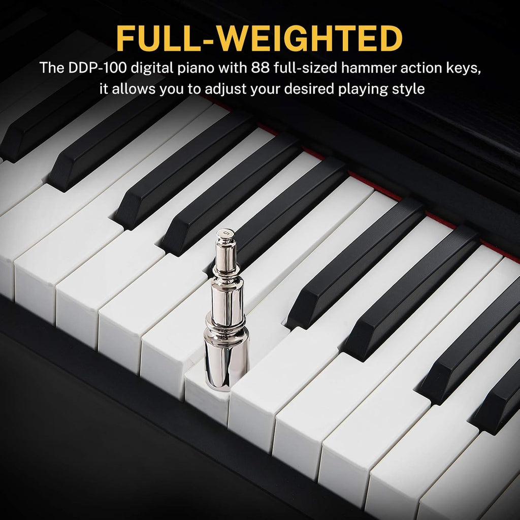88-Key Weighted Action Digital Piano with Furniture Stand, Triple Pedals, Black F340