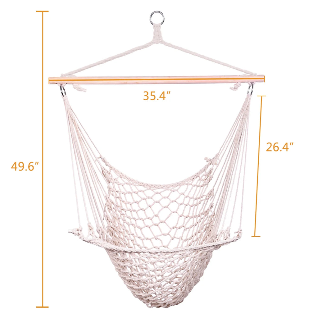 Beige Hanging Rope Air/Sky Chair Swing X58780