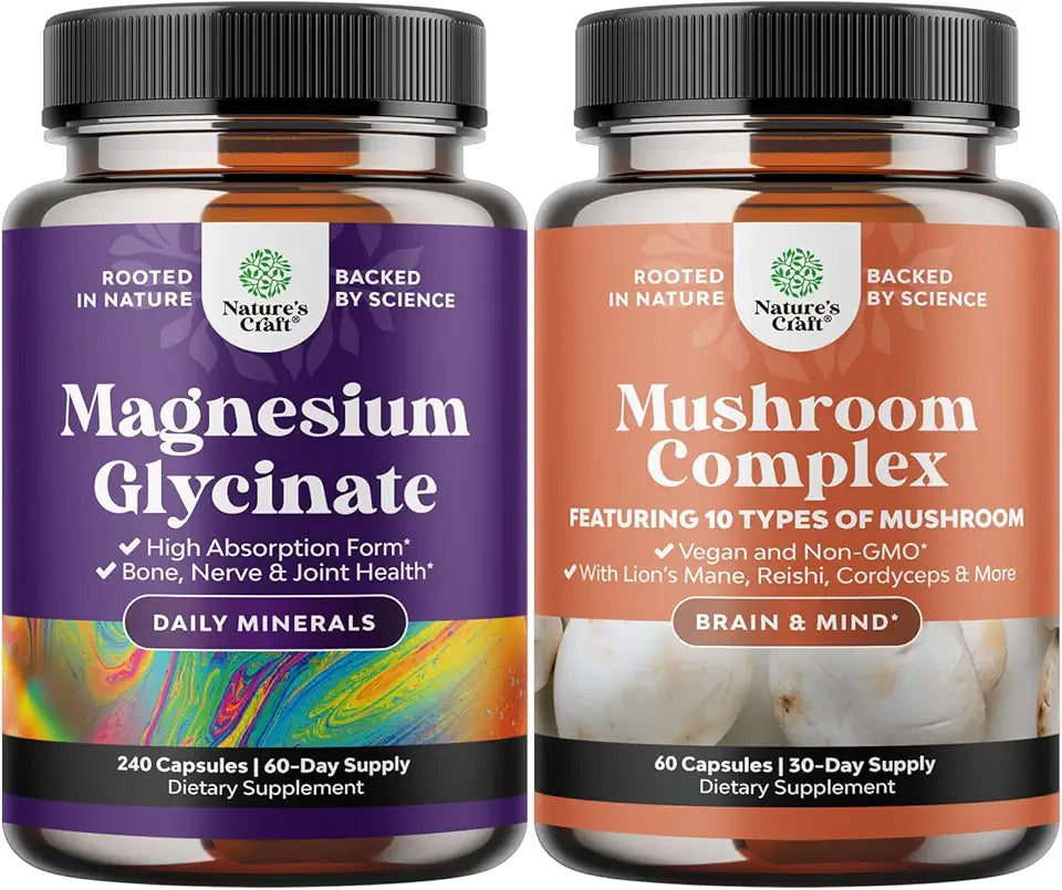 Magnesium Glycinate Capsules and Mushroom Complex Capsules J1330