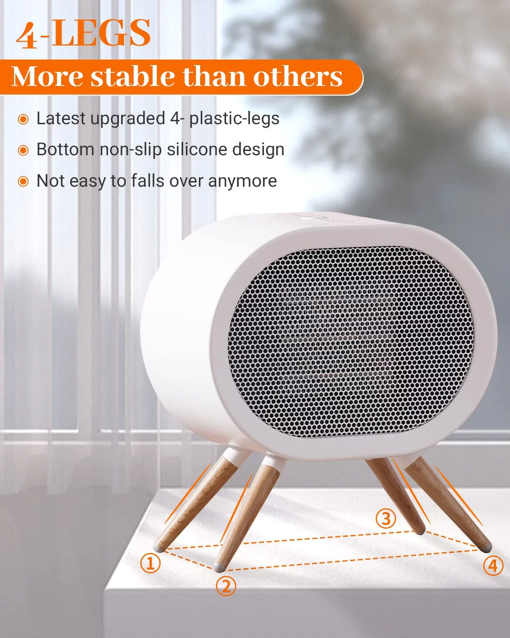 1000W PTC Ceramic Electric Space Heater White N418