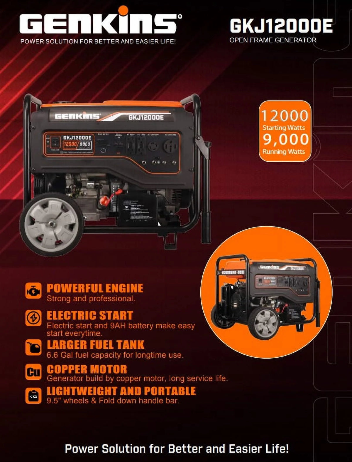 12000 Watt Portable Generator with Electric Starter L131335