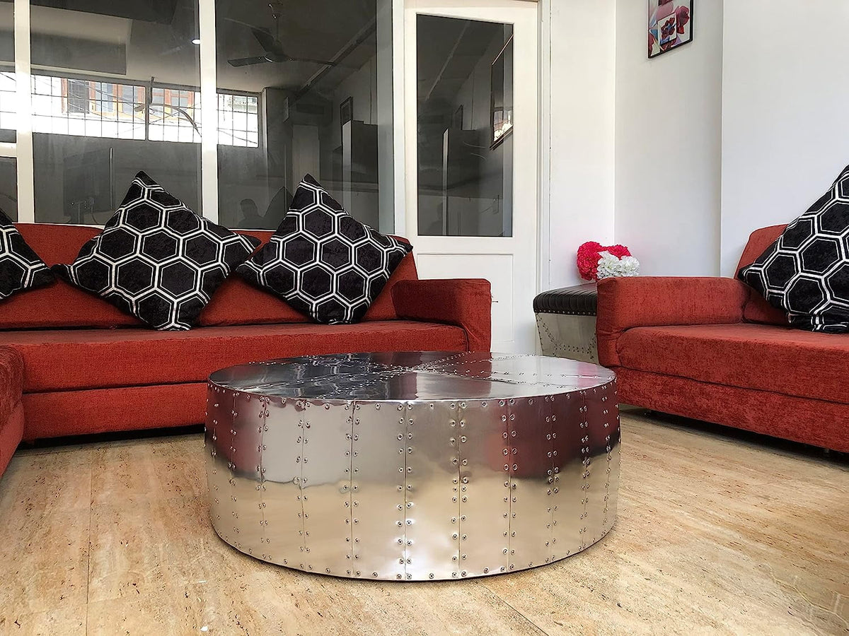 Aluminum Drum Shaped Coffee Table Z888