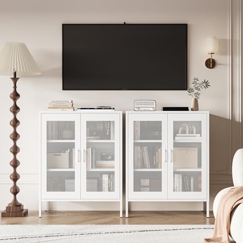 Blue 3 Tier Metal Storage Cabinet with Doors and Shelves J915270