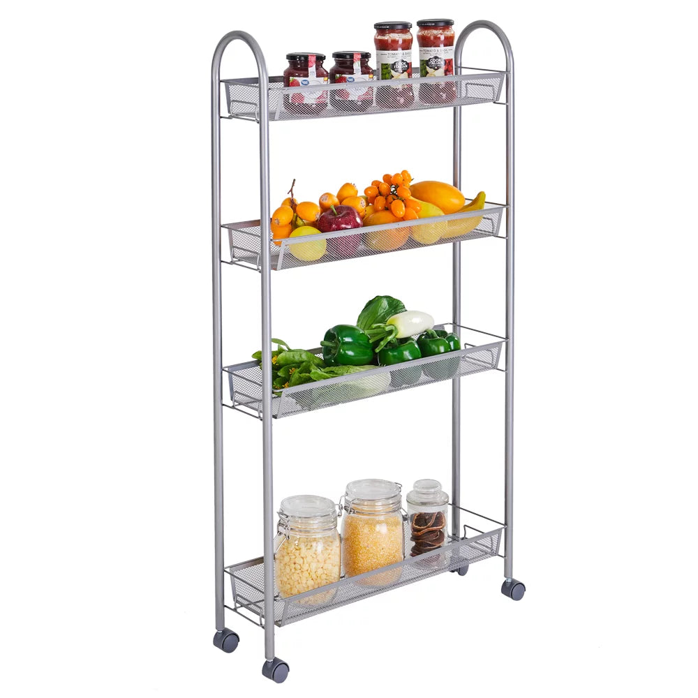 4 Tier Slim Rolling Storage Cart O81765