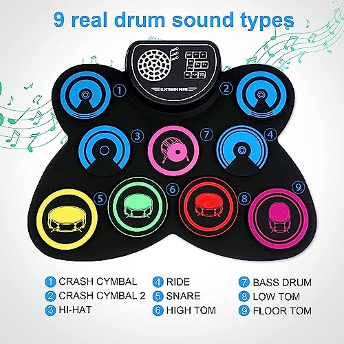 9-Pads Electronic Drum Set with Drumsticks & Pedals J377