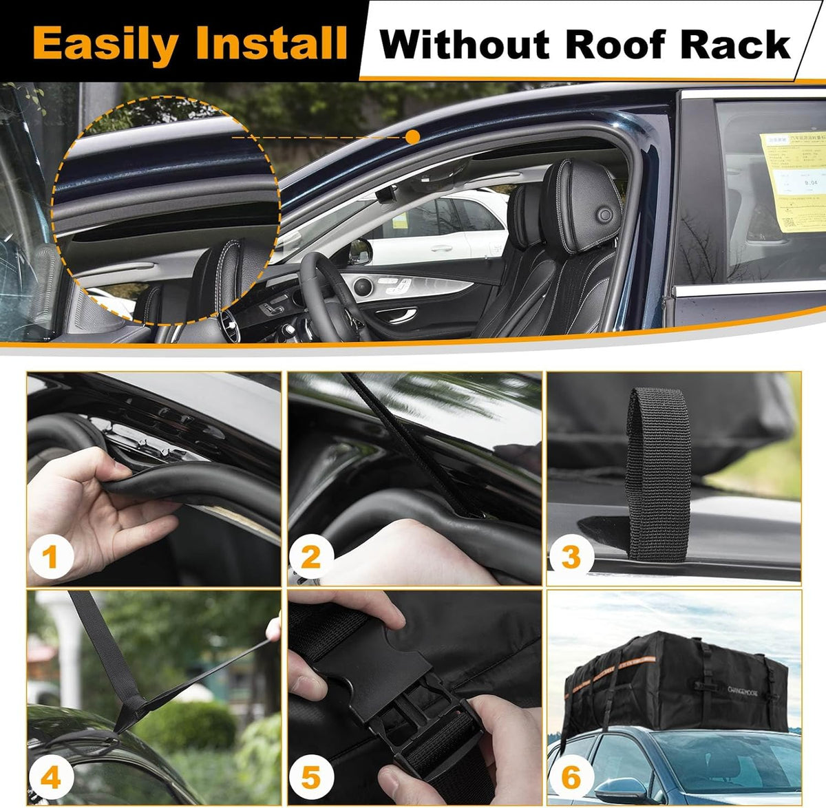 21 Cubic Feet 1000D Waterproof Car Rooftop Cargo Carrier Bag W5976