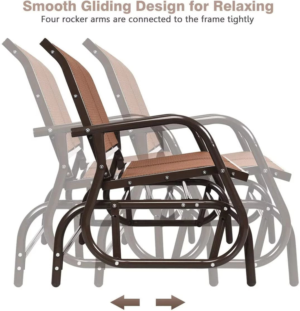 Brown Steel 48 Inch 2 Person Swing Glider Chair I1918
