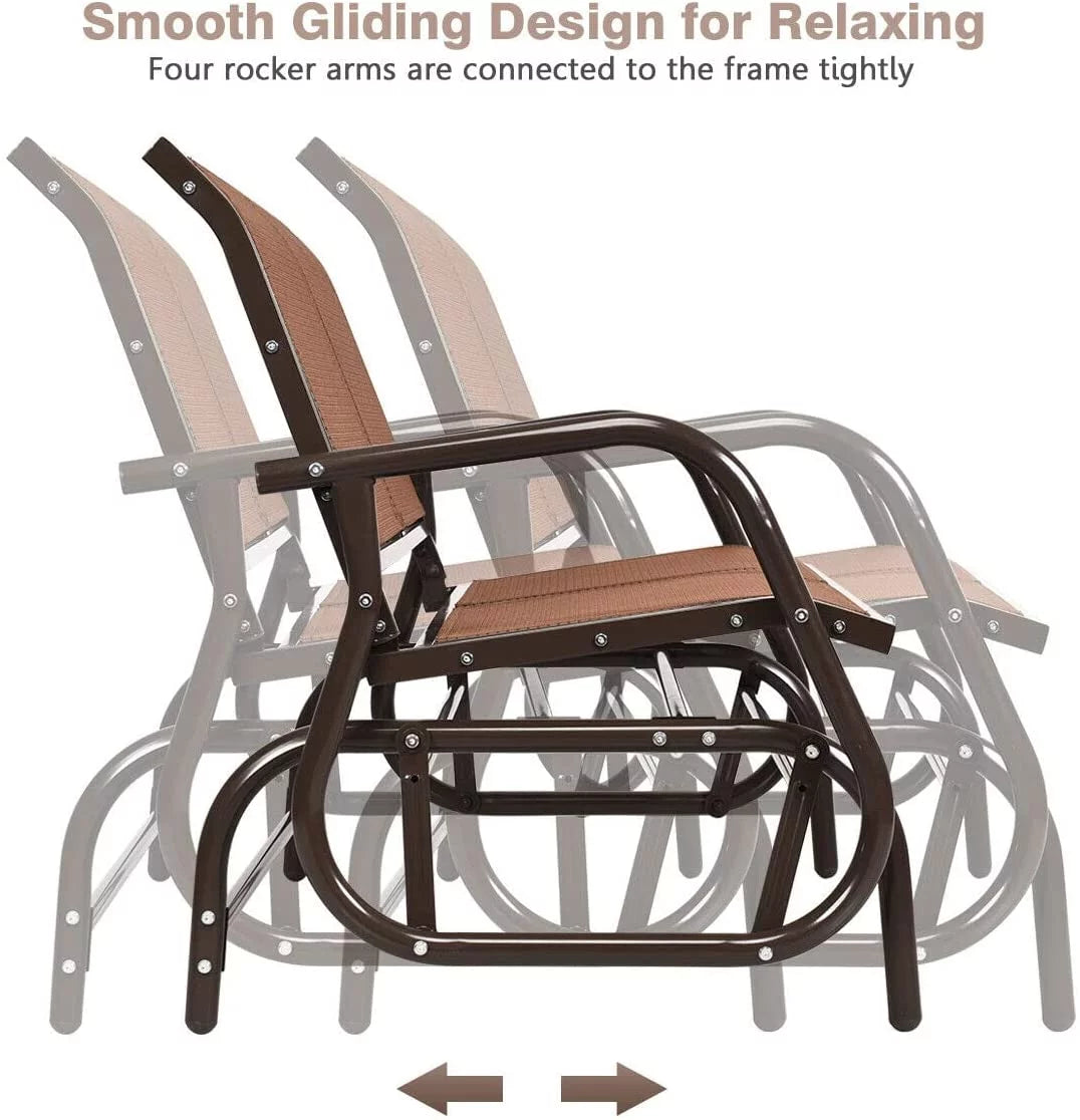 Brown Steel 48 Inch 2 Person Swing Glider Chair I1918