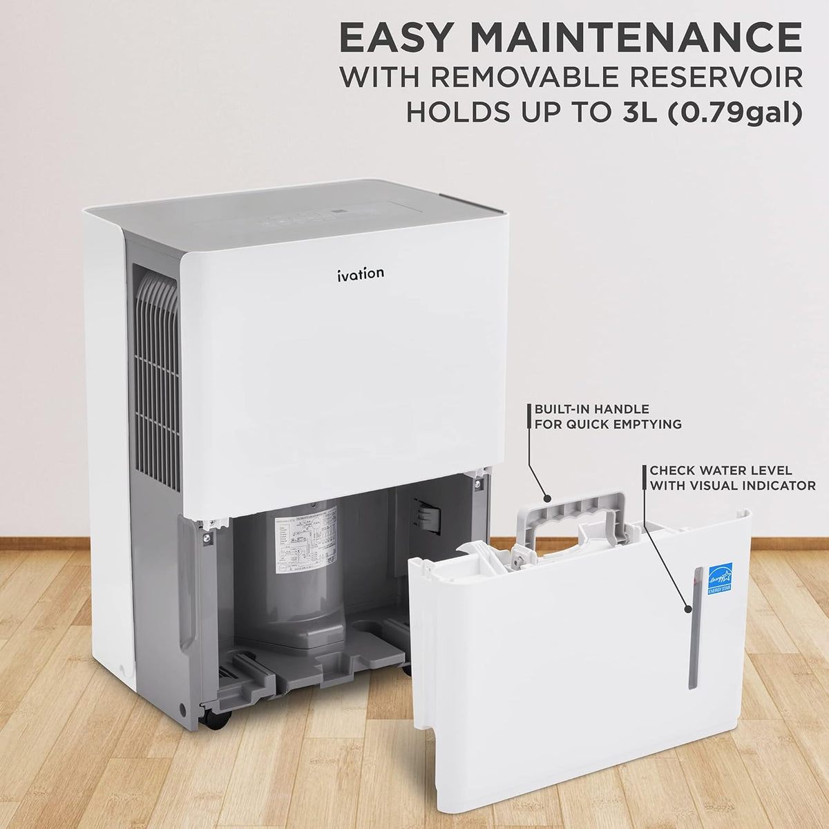 1,500 Sq. Ft Energy Star Dehumidifier with Continuous Drain Hose Connector S245