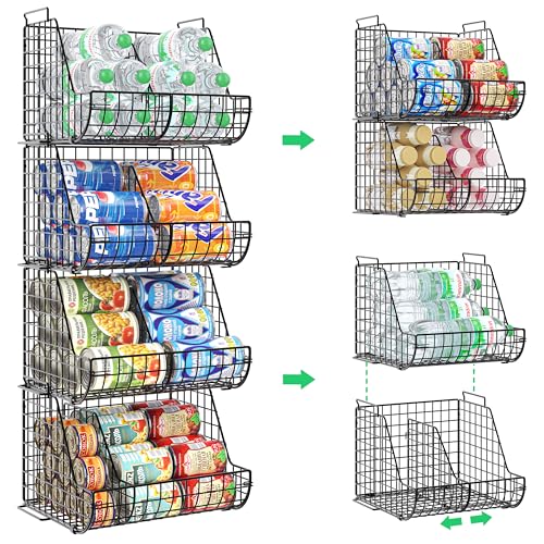 4-Tier Stackable Soda Can Organizer with 4 Adjustable Dividers A23373