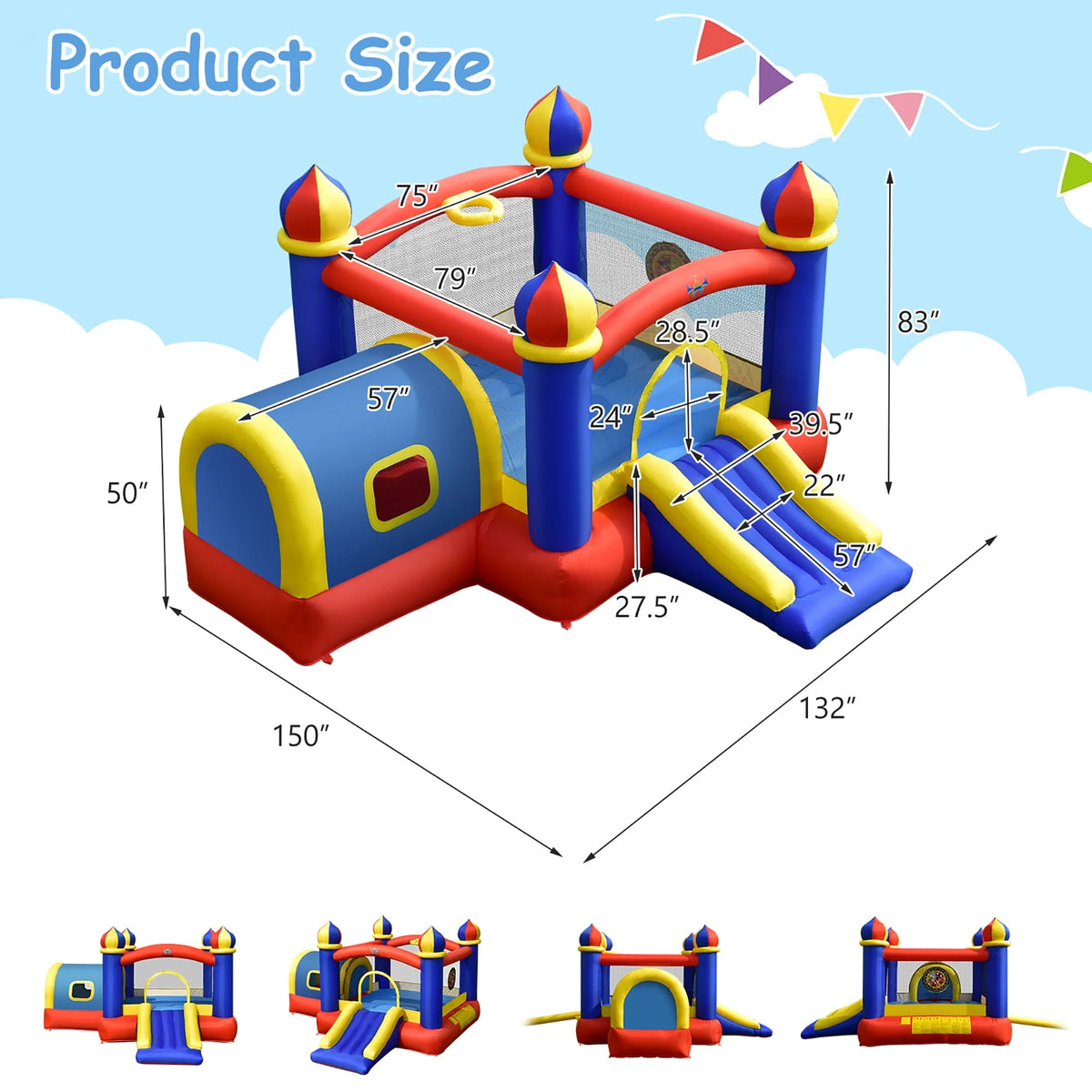 Inflatable Bounce House with Slide & Blower P86691