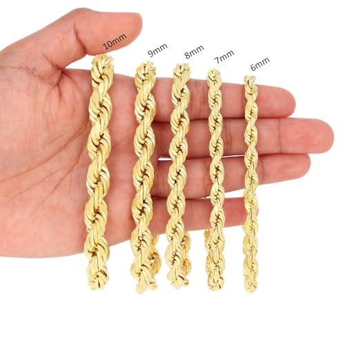 10K Yellow Gold Solid Rope Diamond Cut Chain Necklace N2296