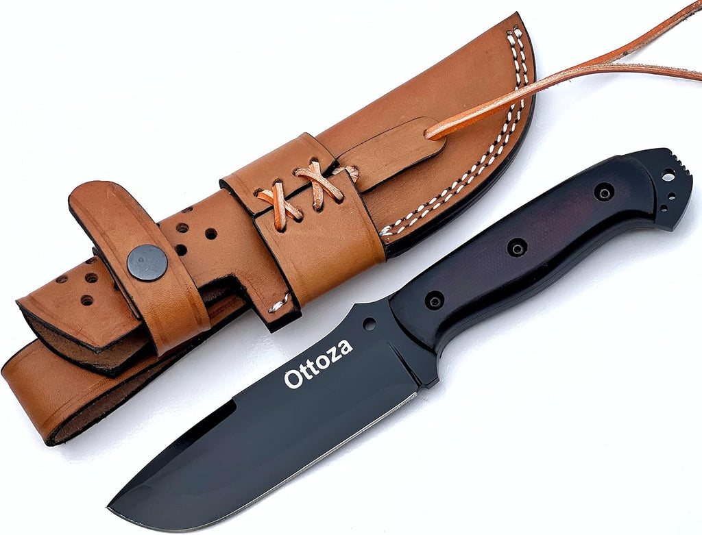 1095 Carbon Steel Bushcraft Knife with Sheath V9649