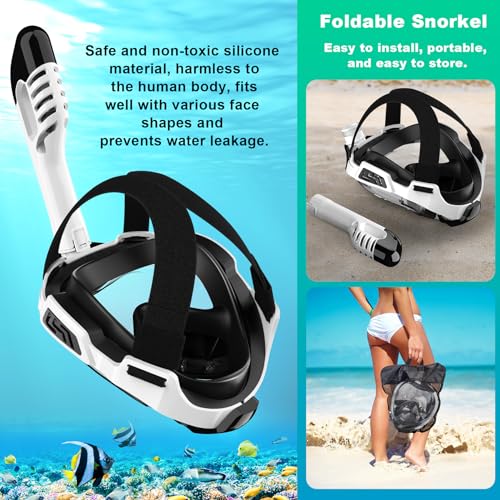 Full Face Snorkel Mask with Dry Top Breathing System and Detachable Camera Mount O4079