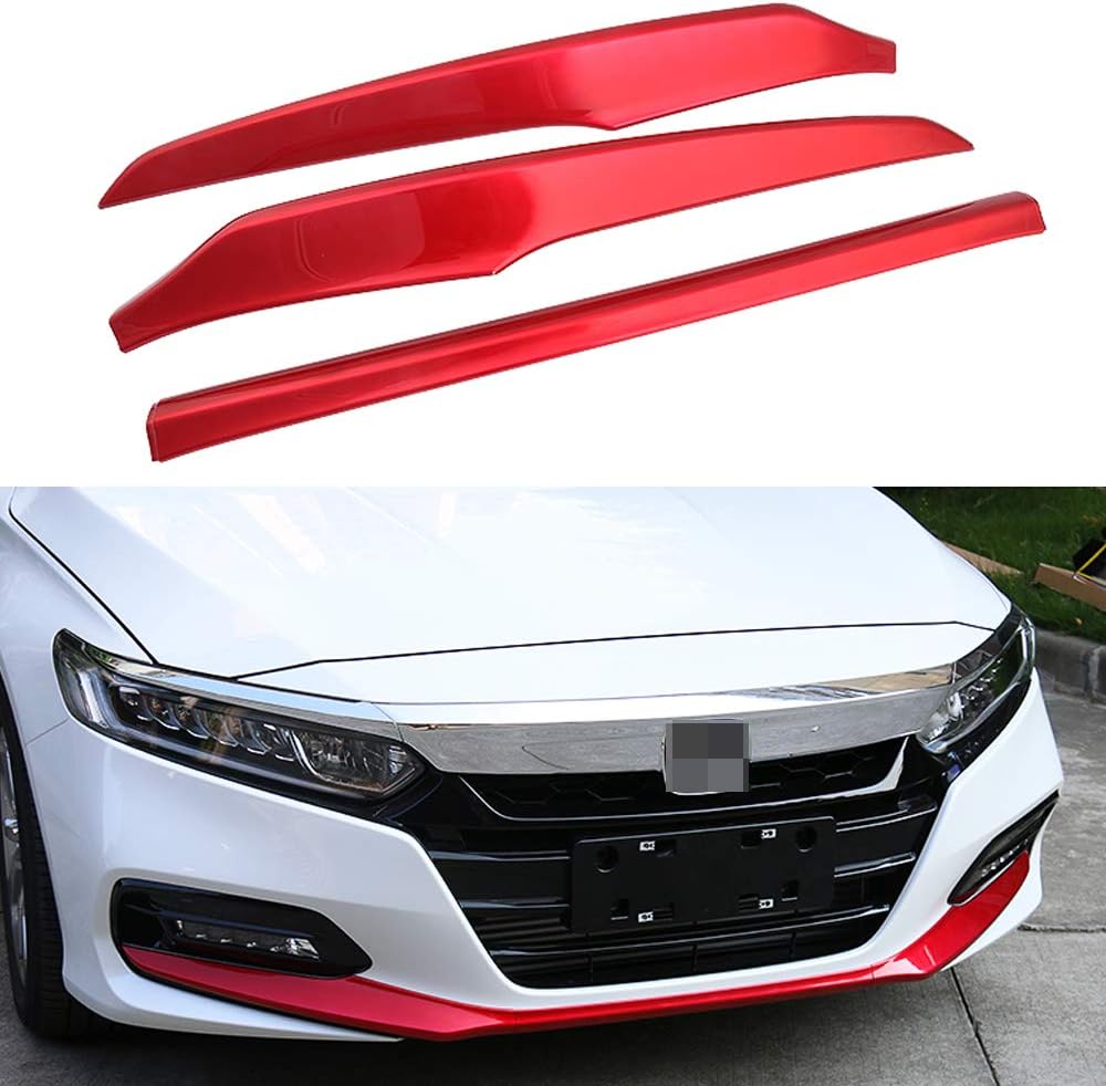 3PCS ABS Front Grille Cover Moulding Trim Front Bumper Lip (carbon fiber) Pack of 2 T74803