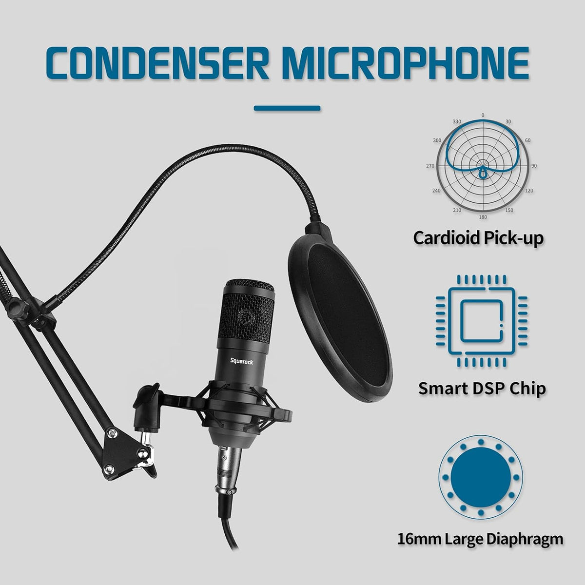 Podcast Equipment Bundle, Audio Interface with DJ Mixer and Studio Broadcast Microphone, Pack of 2 V179