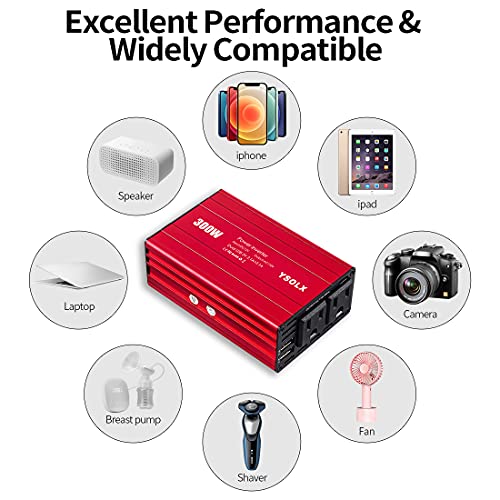 500W Power Inverter DC 12V to 110V AC Converter with 2 USB Ports and 2 AC Outlet V11215