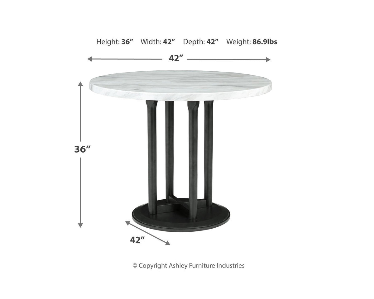 Black & White Faux Marble Round Counter Height Dining Table H27499