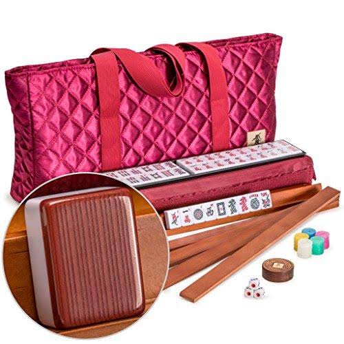 American Mahjong Set with 166 Tiles, Soft Case, Racks with Pushers, and Accessories D208242