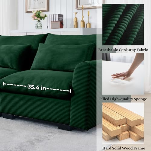Corduroy L Shaped Modular Sofa with Storage Ottoman V2639