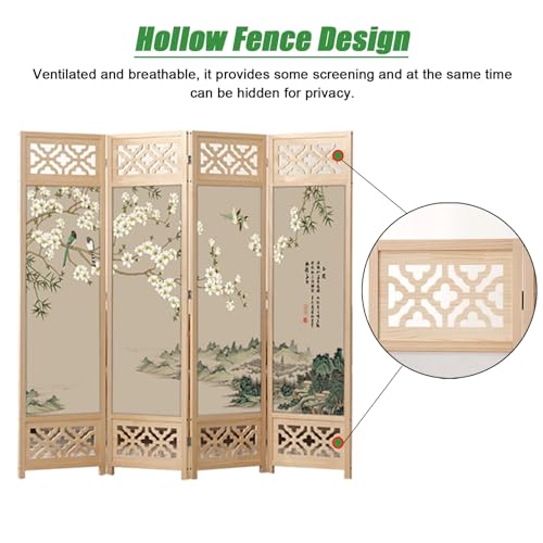 4-Panel Wooden Room Divider 180 200cm Tall Y437480