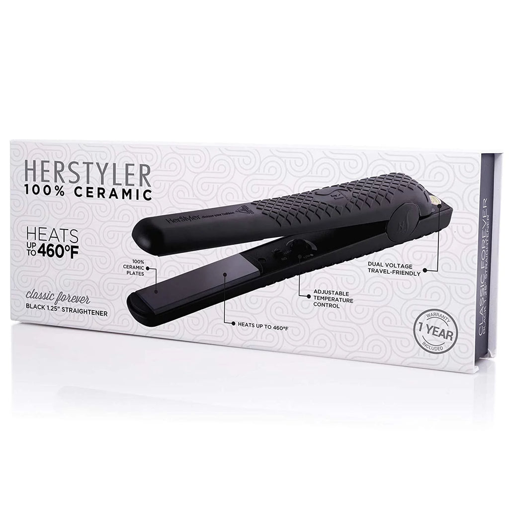 Black 1.25" Ceramic Ionic Flat Iron Hair Straightener M908