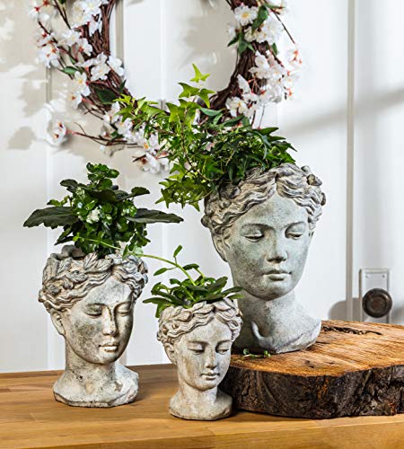Grey Cement Goddess Head Planter Z7176