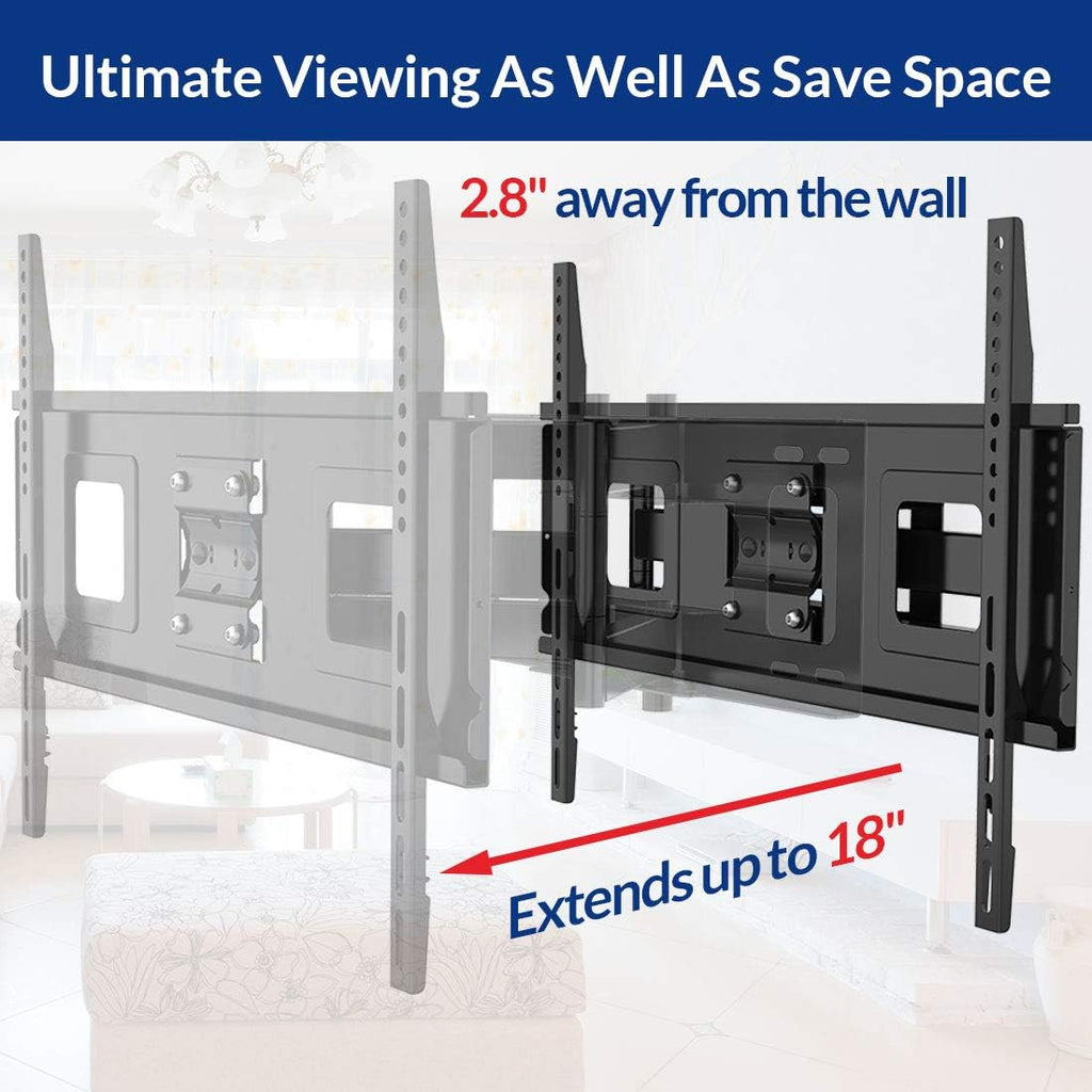 32-70 Inch Articulating Full Motion Swivel Tilt TV Wall Mount Bracket 18 Inches Arm Max VESA 600x400mm 132 lbs with 10ft HDMI Cable Pack of 2 Q75626