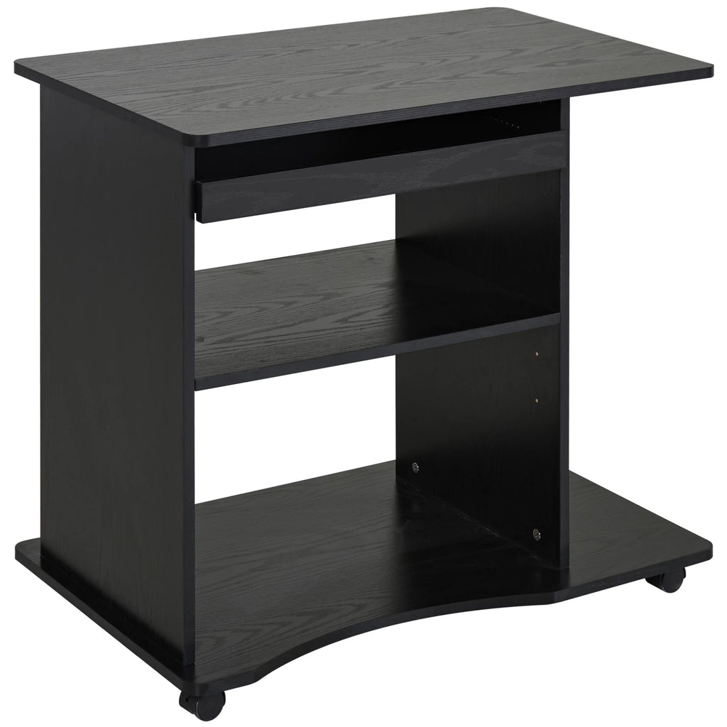 Black Mobile Computer Desk with Keyboard Tray A8093