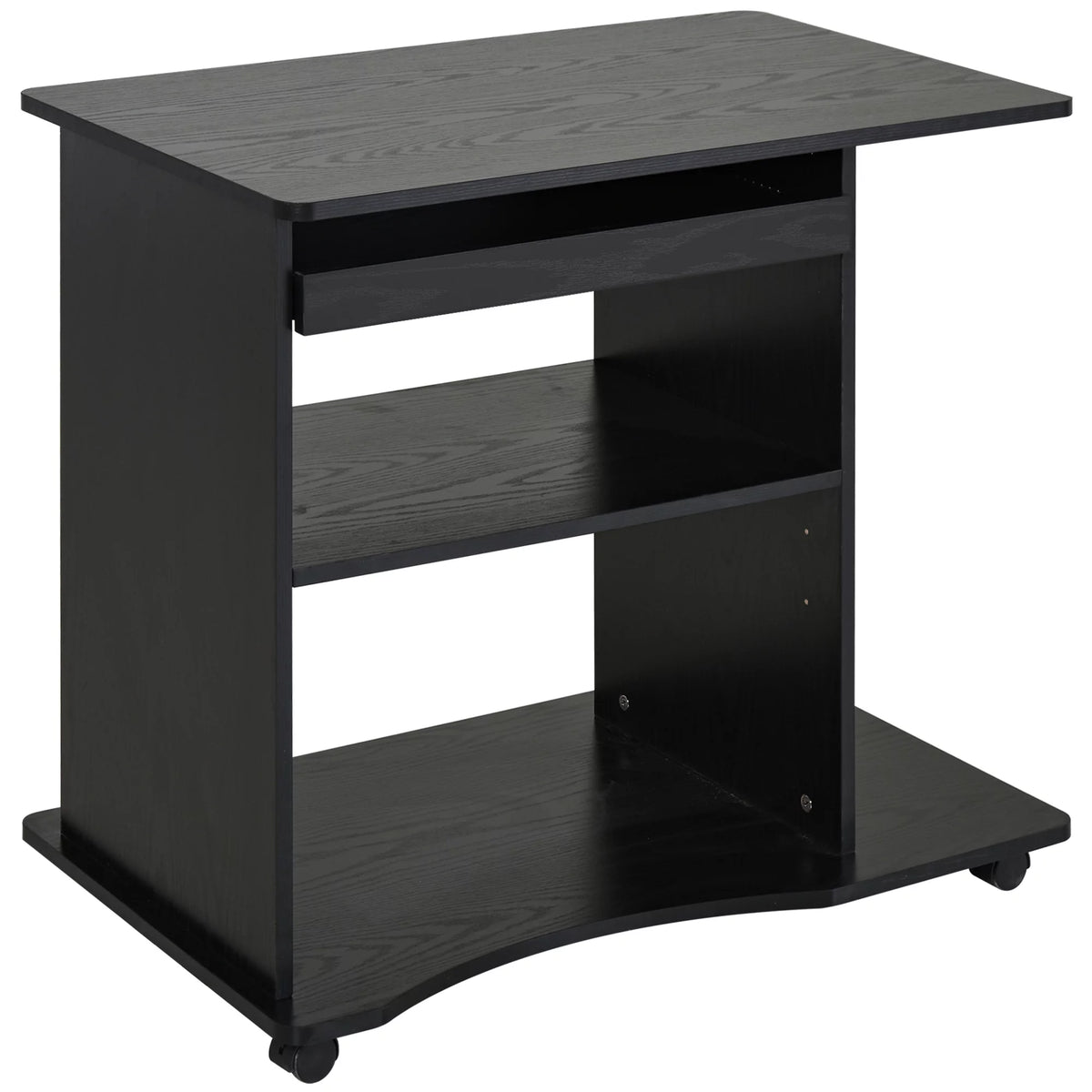 Black Mobile Computer Desk with Keyboard Tray A8093