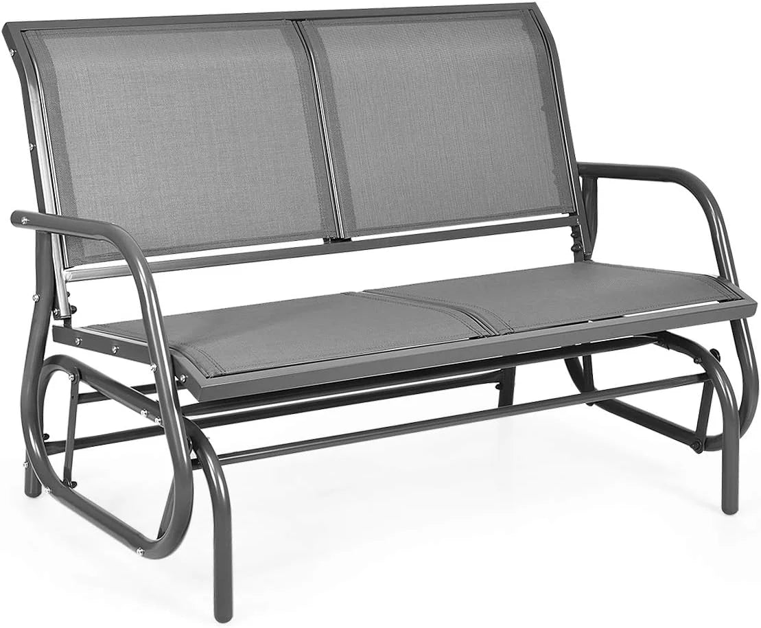 Brown Steel 48 Inch 2 Person Swing Glider Chair I1918