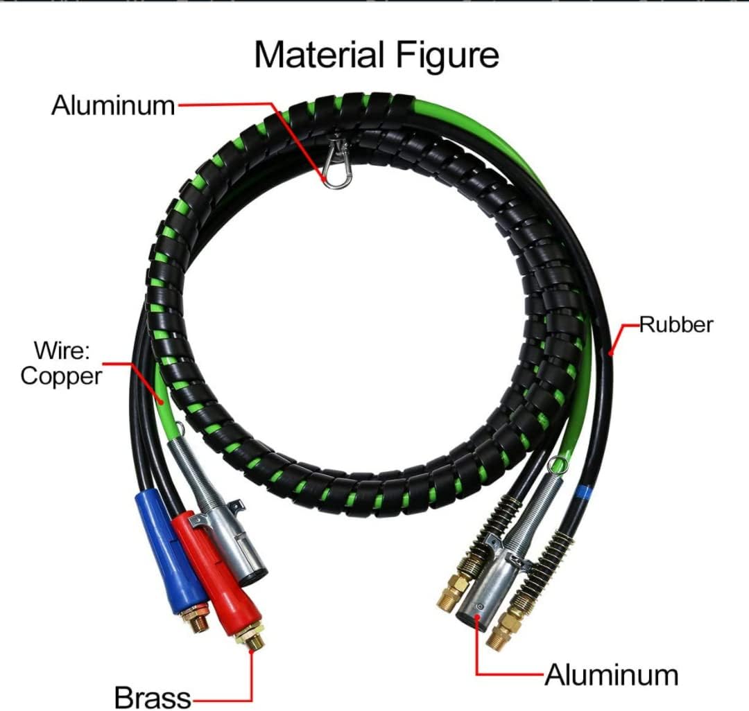 12 Ft 3-in-1 Air Line Hose Assemblies for Semi Truck Tractor Trailer V651482