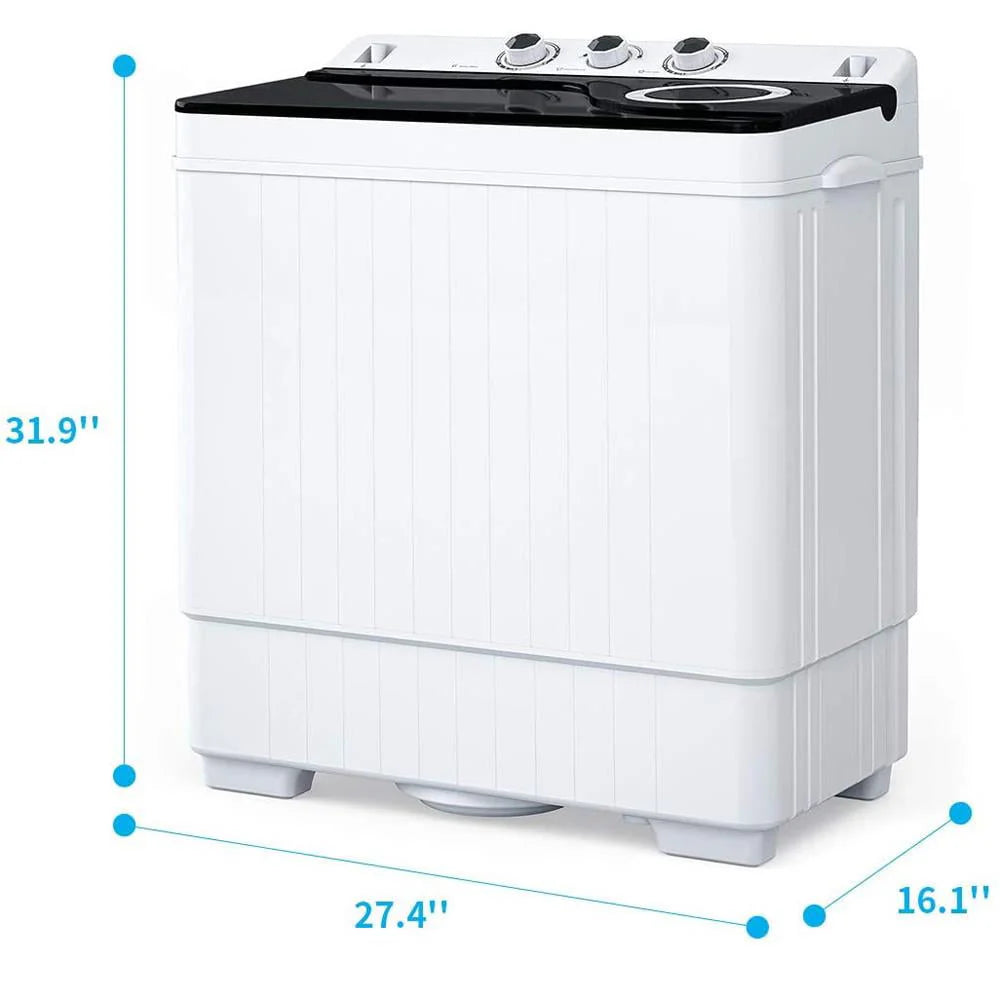 26lbs Compact Twin Tub Portable Washing Machine Black J813513